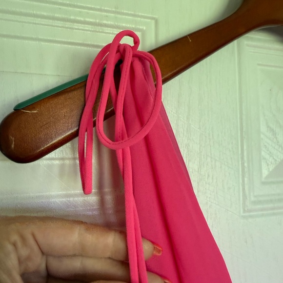 Lucy in the sky neon pink deep v-neck chiffon mini party ysabel dress - M - Picture 4 of 7